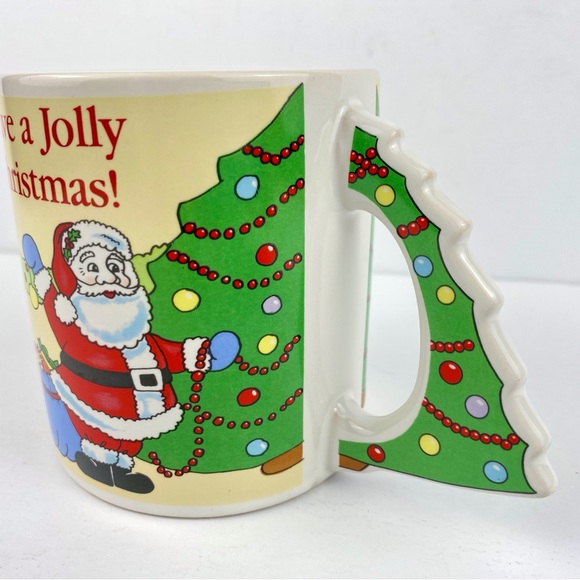 Russ Berrie Vintage Christmas Mug, Santa, Tree Handle 8903, Korea - Picture 2 of 8